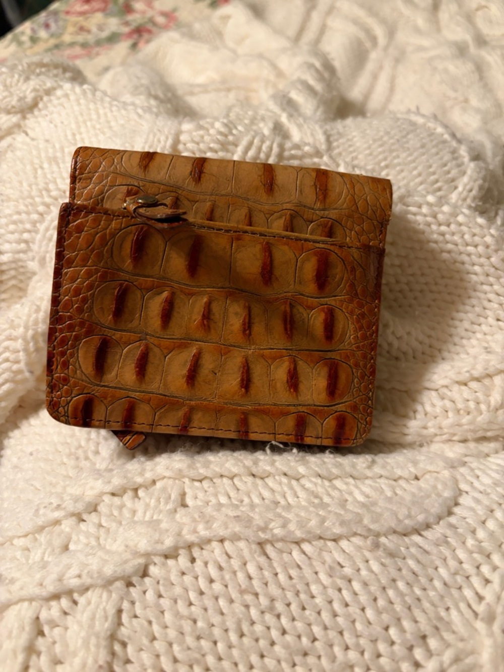 Men's Brown Croc-Embossed Leather Wallet